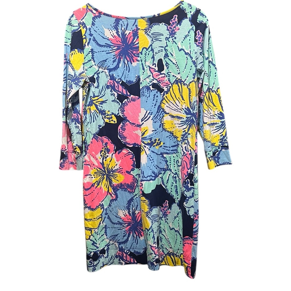 Lilly Pulitzer Marlowe Dress Navy Big Flirt Hibiscus Floral Print Size Medium - Picture 8 of 13